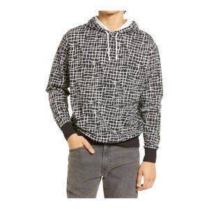 Nordstrom BY CRISTINA MARTINEZ BLACK AND WHITE GEOMETRIC HOODIE WITH POCKETS - S